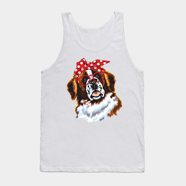 Saint Bernard Head Bandana Tank Top by LotusTee